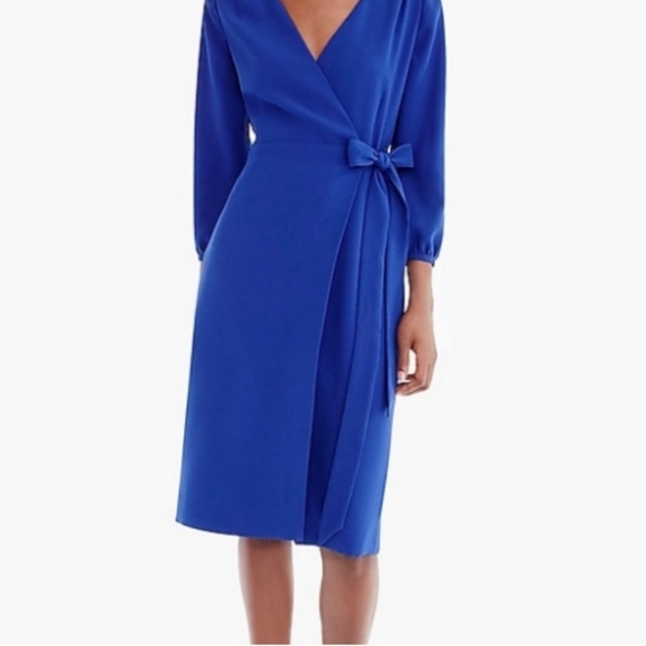 J Crew 365 Crepe Wrap Dress In Royal Blue 6 - Picture 2 of 14